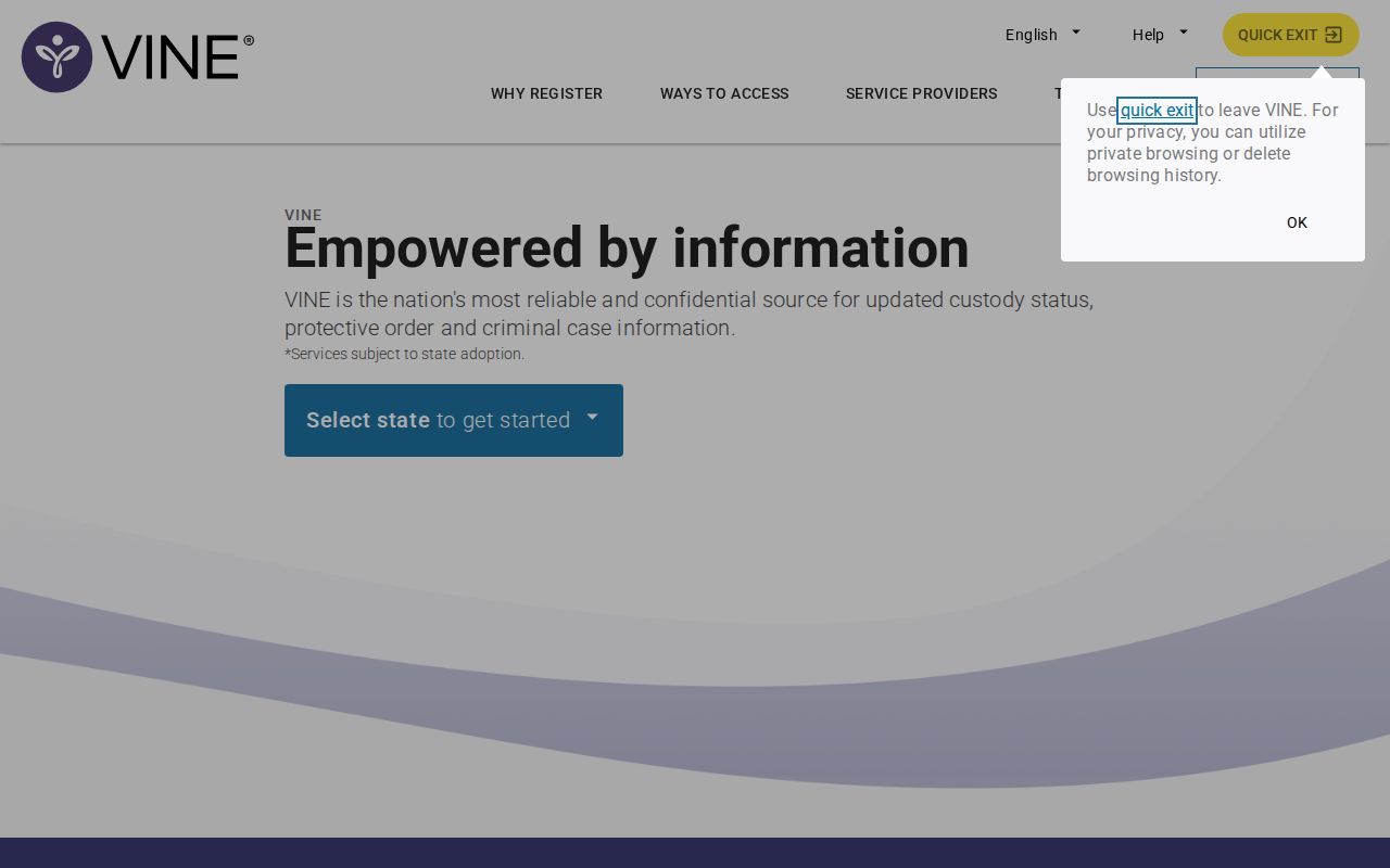 Kansas VINELink specific-person search entry screen