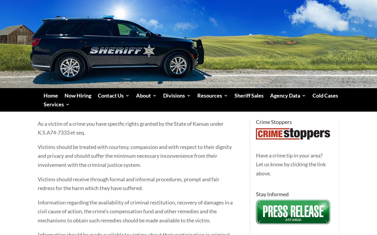 Pottawatomie County Sheriff victim and witness information page